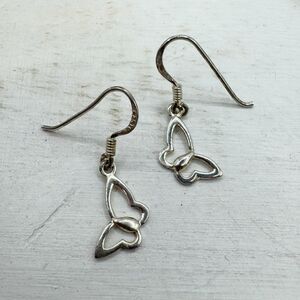 Sterling Silver 925 Dainty Butterfly Drop Dangle Earrings whimsical Fairycore